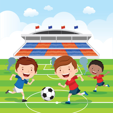 Soccer match. Soccer players having soccer match inのイラスト素材