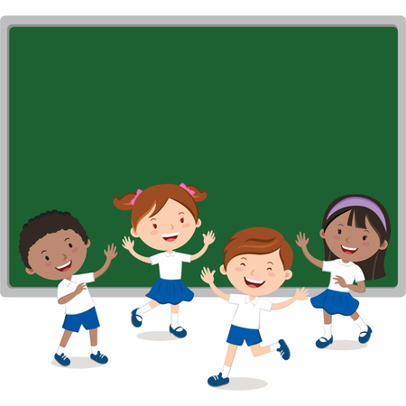 Children and board. Fun in the classroom.のイラスト素材