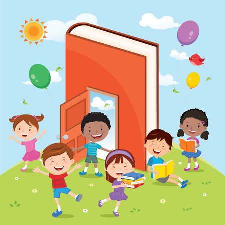 Fun with books and reading activitiesのイラスト素材