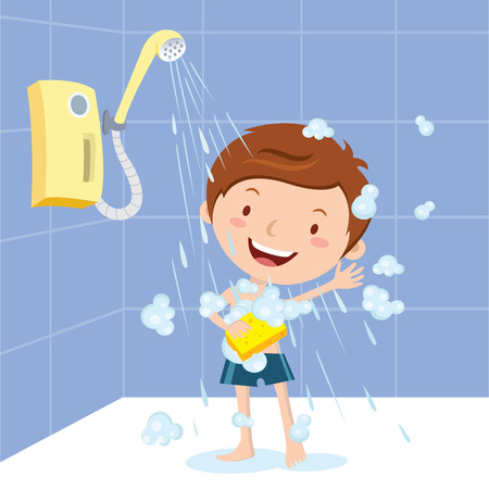 Boy showerのイラスト素材