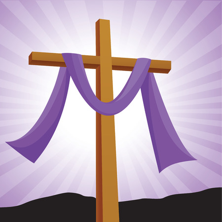 Lenten cross with purple background Easter day.のイラスト素材