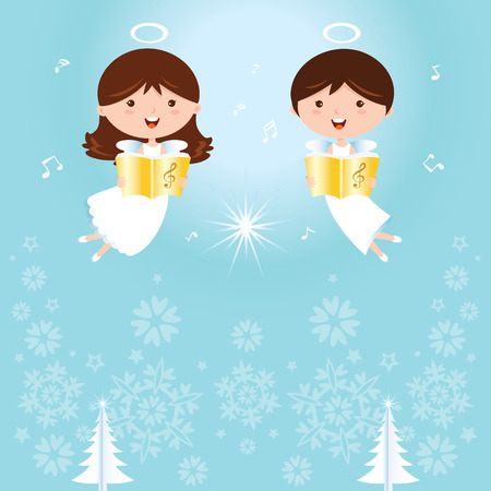 Christmas Angels singingのイラスト素材