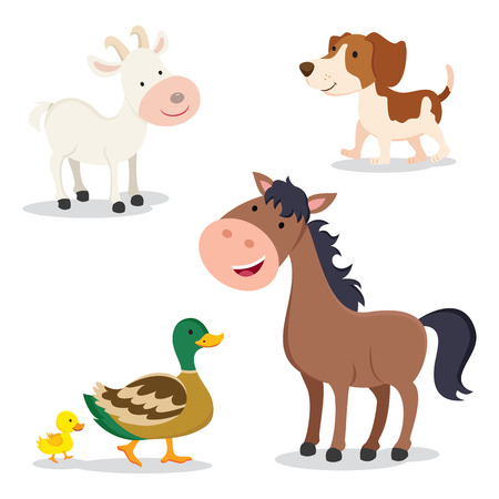 Farm animals. Set of cartoon farm animals isolated on white background.のイラスト素材