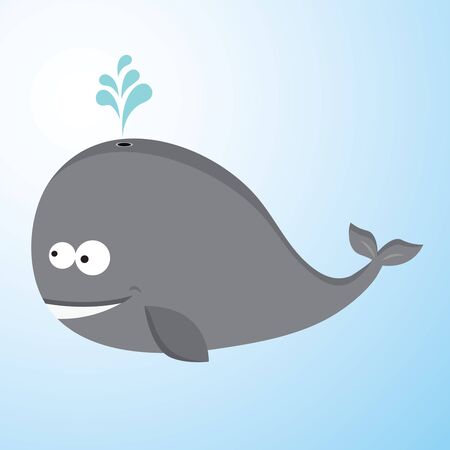 Whale. Happy baby whale spraying water.のイラスト素材