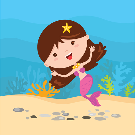 Little mermaid under the water.のイラスト素材