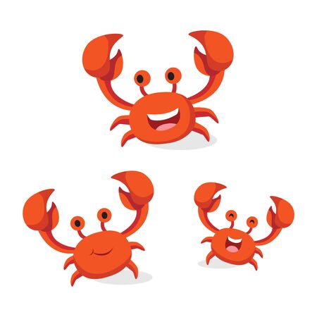 Set of crabs isolated on white backgroundのイラスト素材