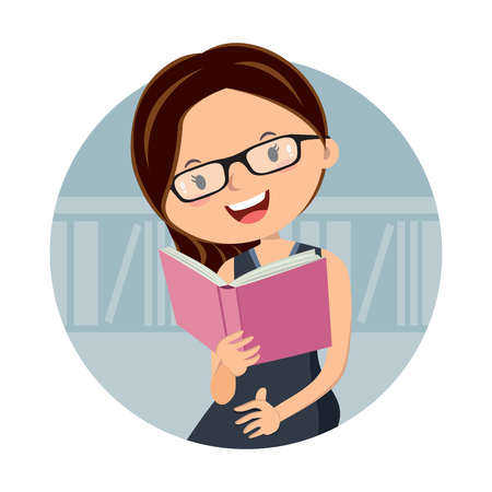 Woman reading book in the officeのイラスト素材