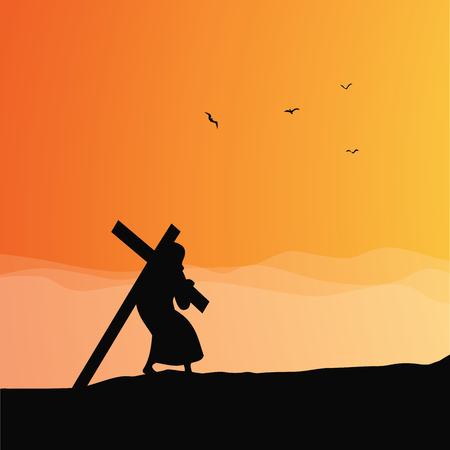 Jesus carrying His crossのイラスト素材