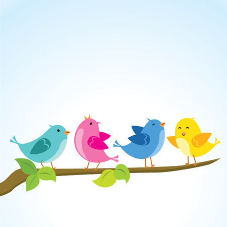 Cute birds on the tree branchのイラスト素材