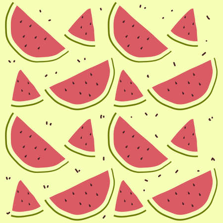 Watermelon Fruit Pattern Background Illustration, perfect for fresh and food designsのイラスト素材