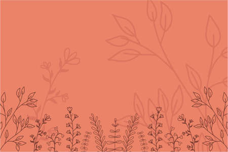 Vector illustration background with flowers, leaves and branches. Style with copy space for text.のイラスト素材