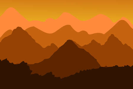 Vector background illustration with 
afternoon landscape view theme. Warm on orange background.のイラスト素材