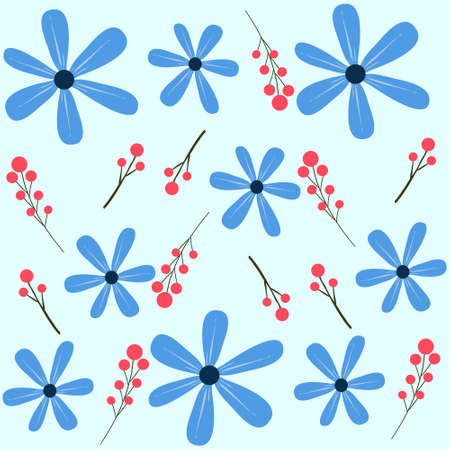 Vector seamless pattern with floral theme. Background with flowers and leaves. Backdrop for greeting cards, posters, banners, and placards.のイラスト素材