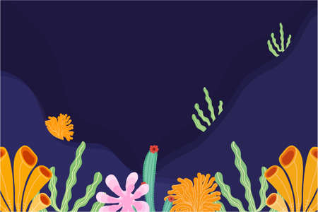 Vector illustration background with sea view. Style with copy space for text.