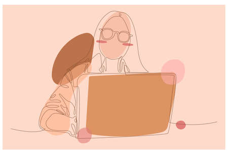 Women In The Office Background Vectorのイラスト素材