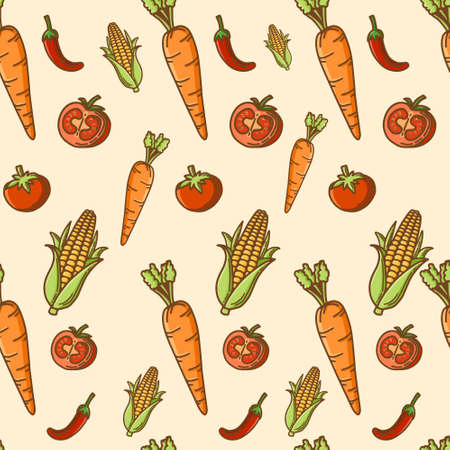 Vegetables Seamless Pattern Backgroundのイラスト素材