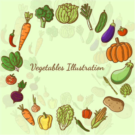 Vegetables Background Vectorのイラスト素材