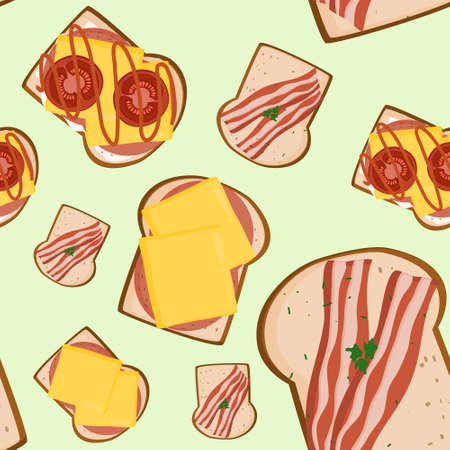 Sandwiches Seamless Pattern Vectorのイラスト素材