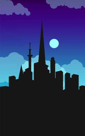 Night City Silhouette Vectorのイラスト素材
