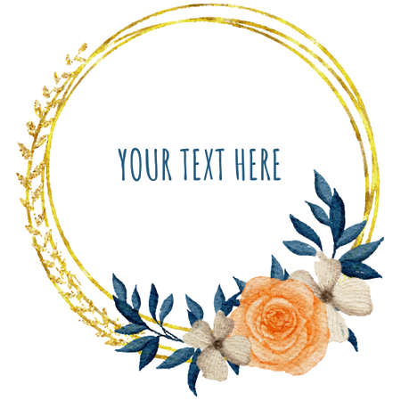 Floral Watercolor Frameのイラスト素材