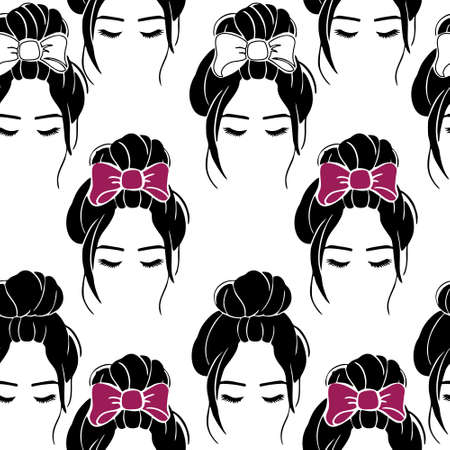 Women Hair Seamless Patternのイラスト素材