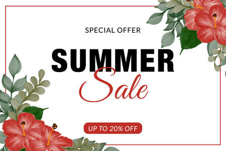 Flower Watercolor Background Templateのイラスト素材