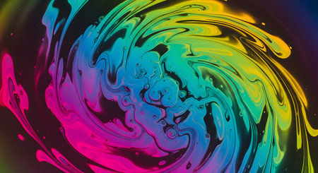 Experience the beauty of swirling colors abstract art fluid design. Immerse yourself in rainbow hues and artistic texture a creative background. Unleash imagination. AI Generative AI generatedの素材