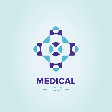 Medic cross icon, pharmacy logo template. Corporate, identity, company, brand, branding, logotype Clean modern and elegant styleのイラスト素材