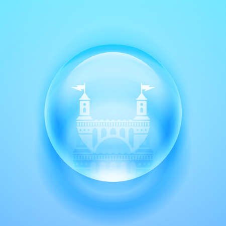 Water drop. Glass sphere. Bubble. Glass ball. Realistic vector Vector illustrationのイラスト素材