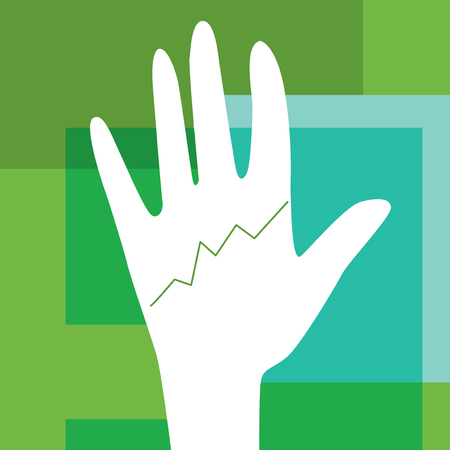 Open hand with a line graph as it were a palm lineのイラスト素材
