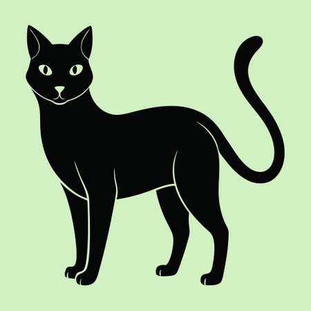 Silhouette of Black Cat Vector Illustration Artのイラスト素材