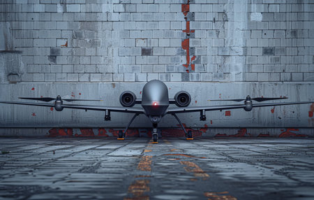 Drone on a Brick Surface Capturing Aerial Viewsの素材