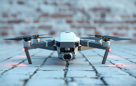 Drone on a Brick Surface Capturing Aerial Viewsの素材