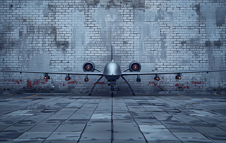 Drone on a Brick Surface Capturing Aerial Viewsの素材