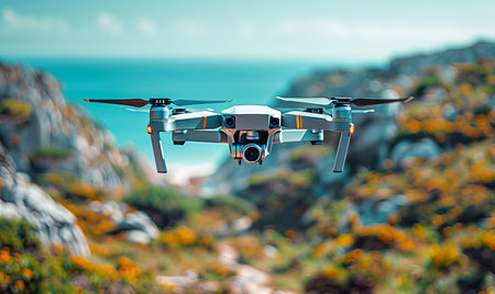 Drone Flying in the Air High Quality Imageの素材