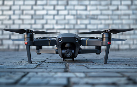 Drone on a Brick Surface Capturing Aerial Viewsの素材