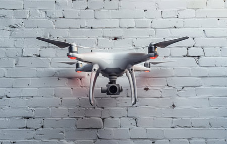Drone on a Brick Surface Capturing Aerial Viewsの素材