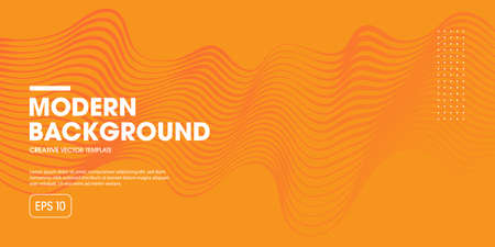 Wavy lines yellow color background. Abstract landing page template.