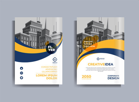 Corporate Business Flyer poster pamphlet brochure cover design layout background, one colors scheme, vector template in A4 size - Vectorのイラスト素材