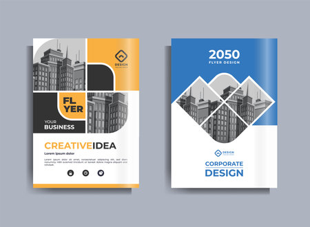 Corporate Business Flyer poster pamphlet brochure cover design layout background, one colors scheme, vector template in A4 size - Vectorのイラスト素材