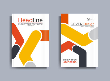 Flyer brochure design template business cover geometric theme circles orange and yellow colorのイラスト素材