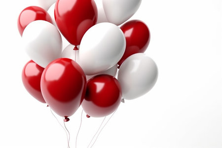 Red and white balloons isolated on white backgroundの素材