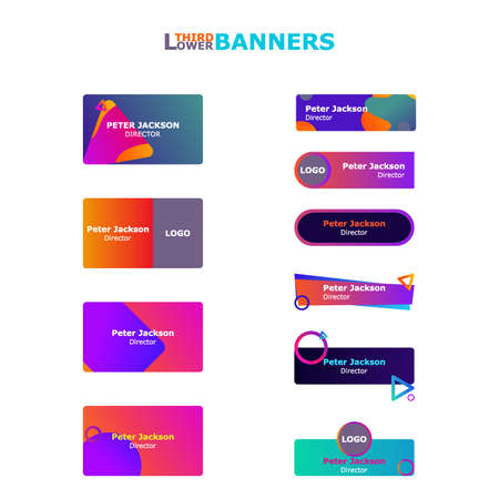 A collection of lower third banners design in gradient and fluid style.のイラスト素材