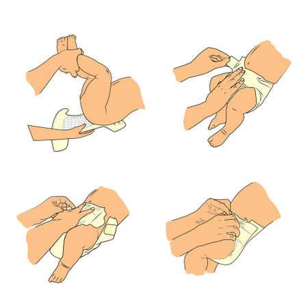 Baby diaper icons. Hand drawn vector illustration. Isolated on white background.のイラスト素材