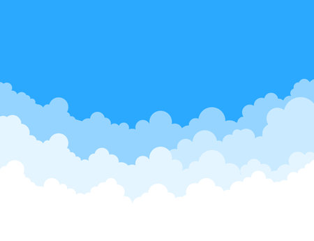 Abstract white cloud on blue sky. Border of clouds. Vector stock illustrationのイラスト素材