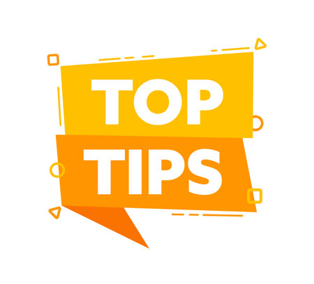 Speech bubble with the word Top tips yellow label. Vector stock illustrationのイラスト素材