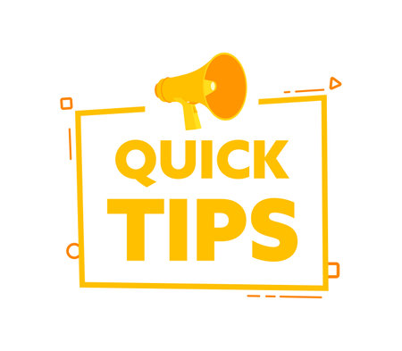 Megaphone with Quick Tips speech bubble banner. Promotion and advertising label. Vector stock illustrationのイラスト素材