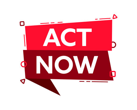 Speech bubble with the word Act Now. Act Now red label. Vector stock illustrationのイラスト素材