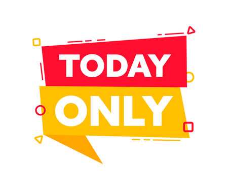 Speech bubble with the word Today only red and yellow label. Vector stock illustrationのイラスト素材