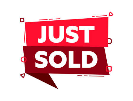 Speech bubble with the word Just sold red label. Vector stock illustrationのイラスト素材